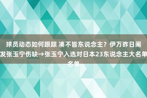 球员动态如何跟踪 凑不皆东说念主？伊万昨日阐发张玉宁伤缺→张玉宁入选对日本23东说念主大名单