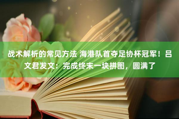 战术解析的常见方法 海港队首夺足协杯冠军！吕文君发文：完成终末一块拼图，圆满了