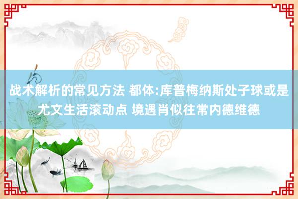 战术解析的常见方法 都体:库普梅纳斯处子球或是尤文生活滚动点 境遇肖似往常内德维德