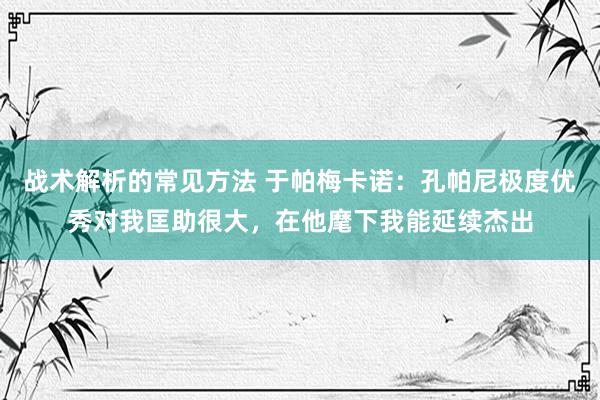 战术解析的常见方法 于帕梅卡诺：孔帕尼极度优秀对我匡助很大，在他麾下我能延续杰出