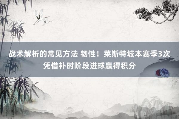 战术解析的常见方法 韧性！莱斯特城本赛季3次凭借补时阶段进球赢得积分