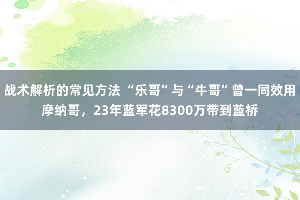 战术解析的常见方法 “乐哥”与“牛哥”曾一同效用摩纳哥，23年蓝军花8300万带到蓝桥