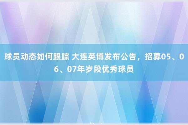 球员动态如何跟踪 大连英博发布公告，招募05、06、07年岁段优秀球员