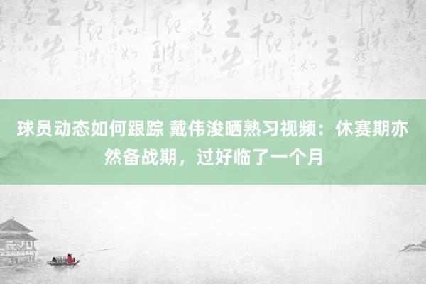 球员动态如何跟踪 戴伟浚晒熟习视频：休赛期亦然备战期，过好临了一个月