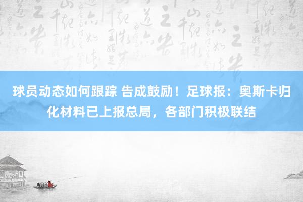 球员动态如何跟踪 告成鼓励！足球报：奥斯卡归化材料已上报总局，各部门积极联结