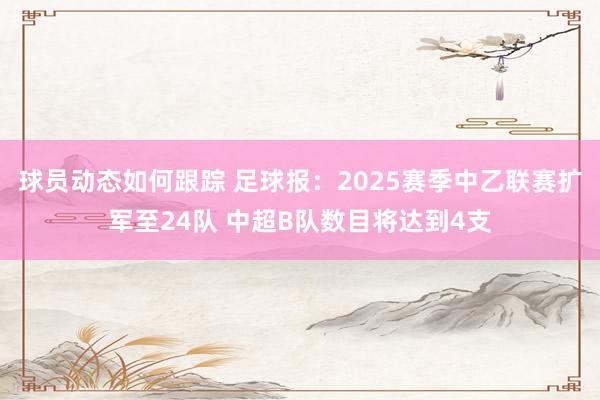 球员动态如何跟踪 足球报：2025赛季中乙联赛扩军至24队 中超B队数目将达到4支