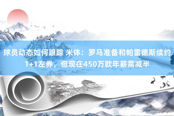 球员动态如何跟踪 米体：罗马准备和帕雷德斯续约1+1左券，但现在450万欧年薪需减半