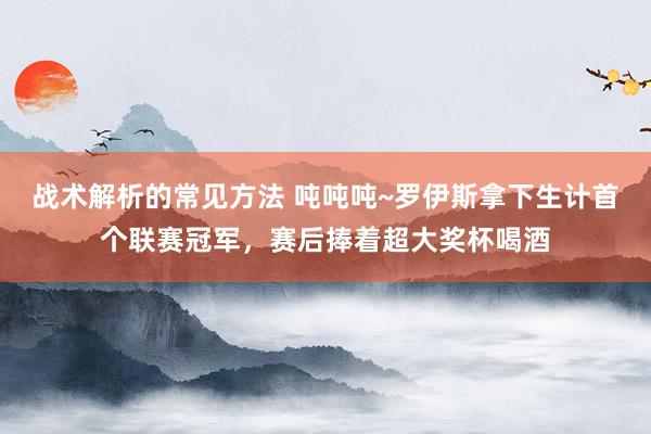 战术解析的常见方法 吨吨吨~罗伊斯拿下生计首个联赛冠军，赛后捧着超大奖杯喝酒