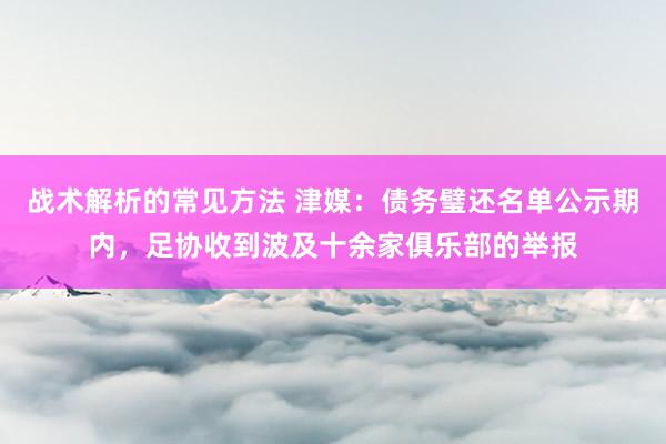 战术解析的常见方法 津媒：债务璧还名单公示期内，足协收到波及十余家俱乐部的举报