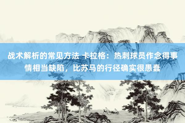 战术解析的常见方法 卡拉格：热刺球员作念得事情相当缺陷，比苏马的行径确实很愚蠢