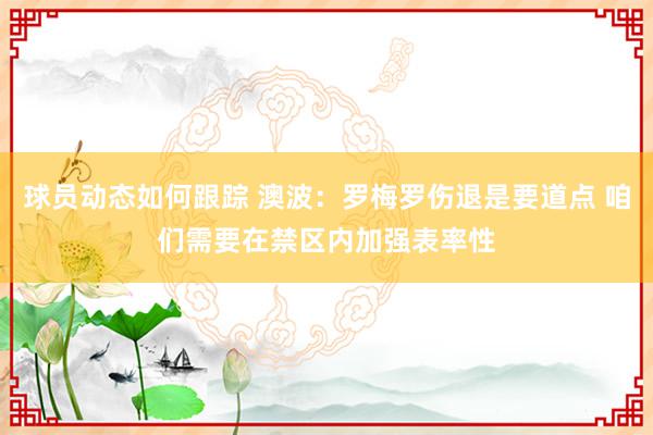 球员动态如何跟踪 澳波：罗梅罗伤退是要道点 咱们需要在禁区内加强表率性