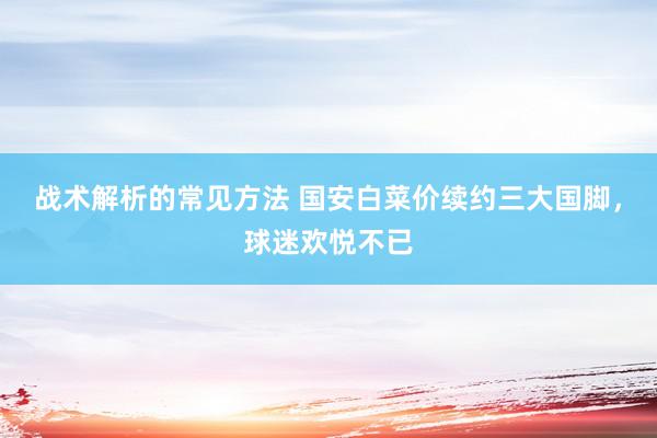 战术解析的常见方法 国安白菜价续约三大国脚，球迷欢悦不已