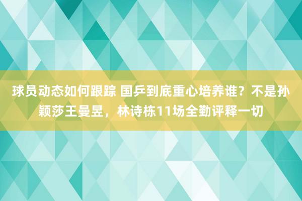 球员动态如何跟踪 国乒到底重心培养谁？不是孙颖莎王曼昱，林诗栋11场全勤评释一切