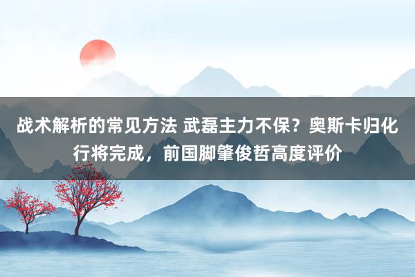 战术解析的常见方法 武磊主力不保？奥斯卡归化行将完成，前国脚肇俊哲高度评价