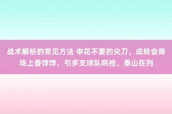 战术解析的常见方法 申花不要的尖刀，成转会商场上香饽饽，引多支球队哄抢，泰山在列