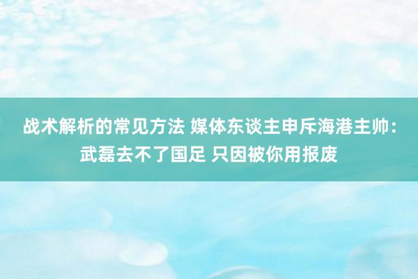 战术解析的常见方法 媒体东谈主申斥海港主帅：武磊去不了国足 只因被你用报废